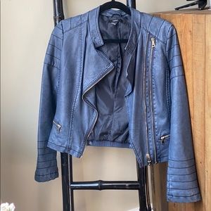 Forever21 Blue Faux Leather Jacket